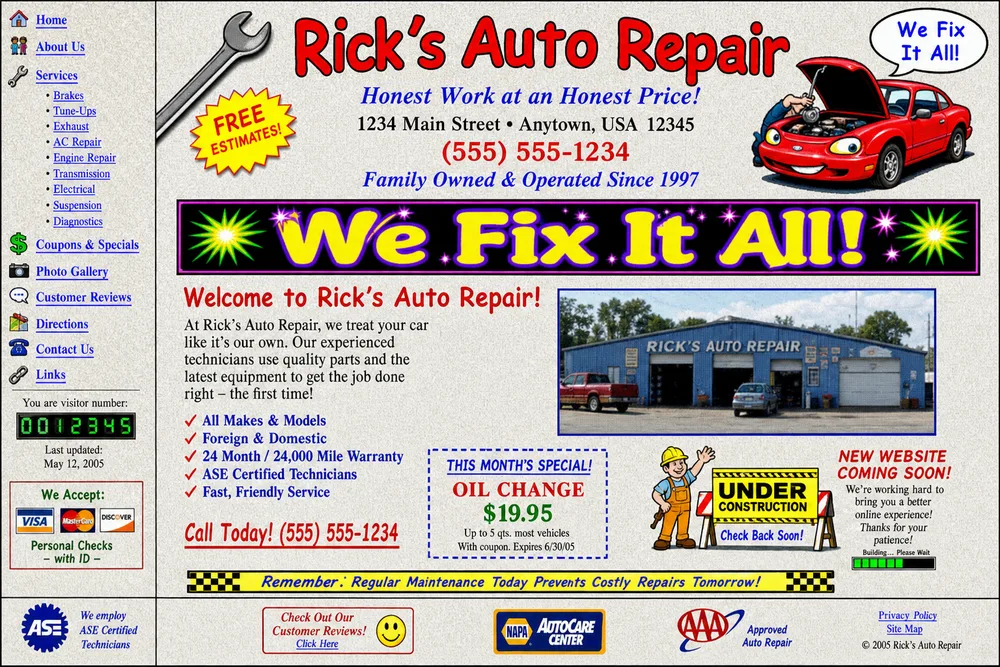 Rick’s Auto Repair — current website