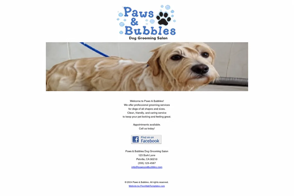 Paws & Bubbles Grooming — current website