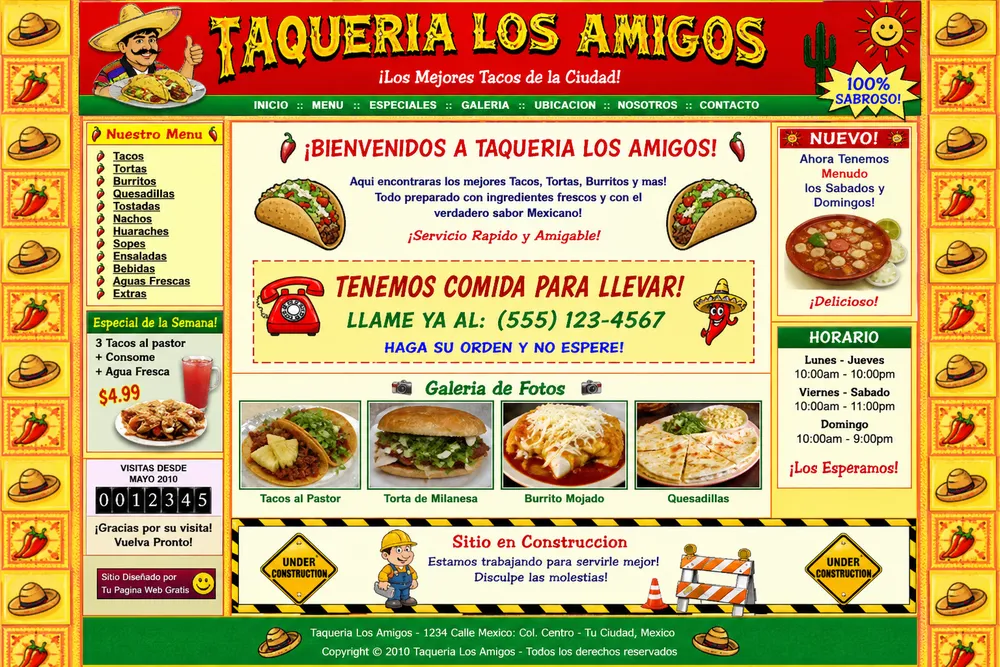 Maria’s Taqueria — outdated website before the rescue